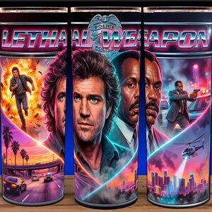 Lethal Weapon 80s Mel Gibson - Danny Glover Action Movie Cup Mug Tumbler 20oz